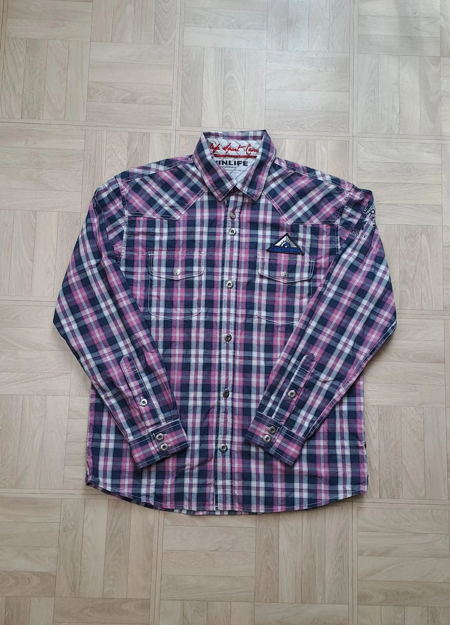 Chemise à Carreaux Manches Longues / Twinlife / Sport / Rose Bleu / Taille XS (14 ans) / Adolescent